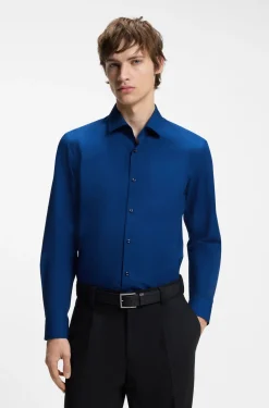 Slim-Fit Hemd aus bügelleichter Baumwoll-Popeline