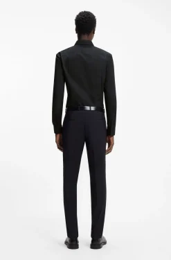 Slim-Fit Hemd aus bügelleichter Baumwoll-Popeline