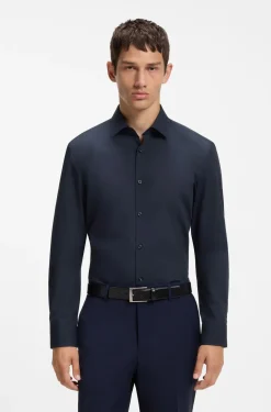 Slim-Fit Hemd aus bügelleichter Baumwoll-Popeline