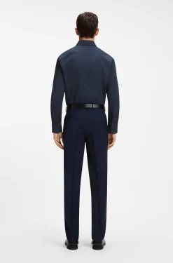 Slim-Fit Hemd aus bügelleichter Baumwoll-Popeline