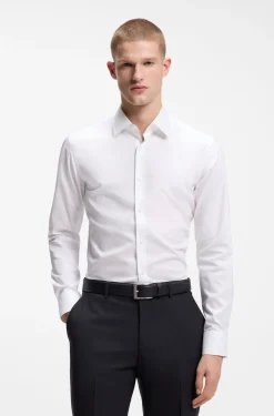 Slim-Fit Hemd aus bügelleichter Baumwoll-Popeline