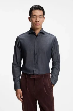 Slim-Fit Hemd aus Denim mit Kaschmir