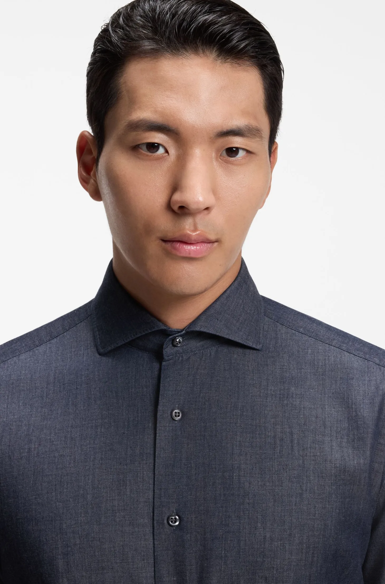 Slim-Fit Hemd aus Denim mit Kaschmir