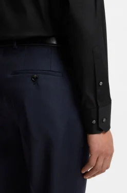 Slim-Fit Hemd aus elastischem Baumwoll-Mix mit Popeline-Webstruktur