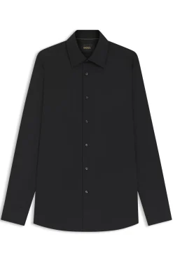 Slim-Fit Hemd aus elastischem Baumwoll-Mix mit Popeline-Webstruktur