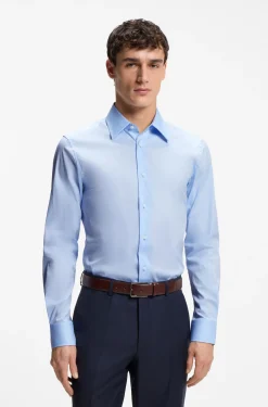 Slim-Fit Hemd aus elastischem Baumwoll-Mix mit Popeline-Webstruktur