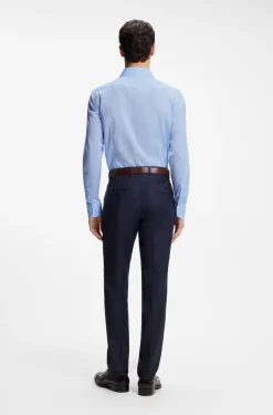 Slim-Fit Hemd aus elastischem Baumwoll-Mix mit Popeline-Webstruktur