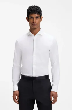 Slim-Fit Hemd aus elastischem Baumwoll-Twill