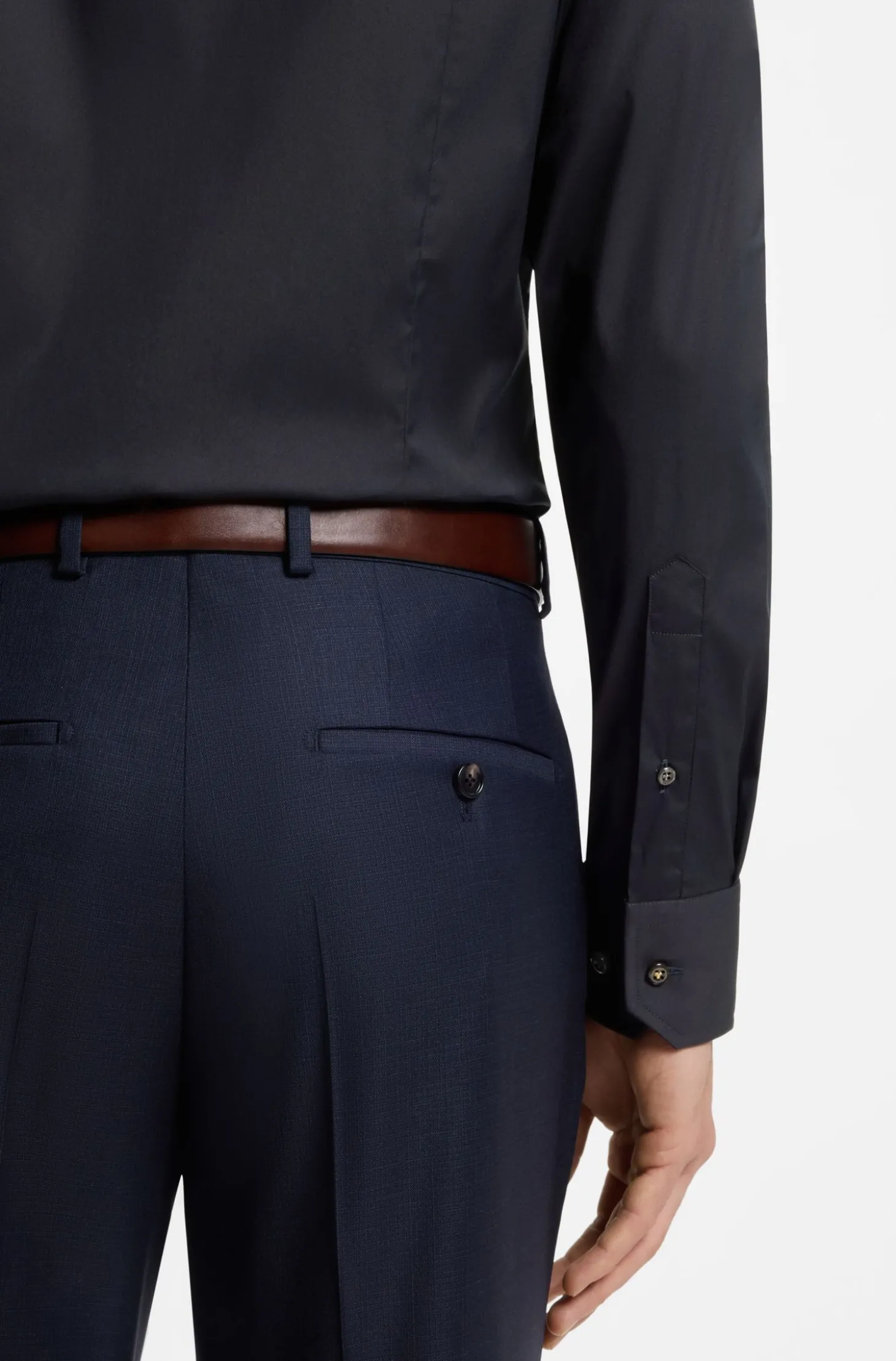 Slim-Fit Hemd aus elastischem Baumwoll-Mix mit Popeline-Webstruktur