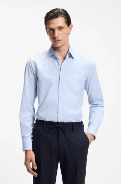 Slim-Fit Hemd aus funktionalem Stretch-Gewebe mit Karomuster