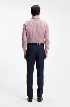 Slim-Fit Hemd aus gestreifter Stretch-Baumwolle mit bügelleichtem Finish