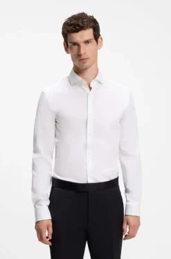 Slim-Fit Hemd aus gestreifter Stretch-Baumwolle mit bügelleichtem Finish