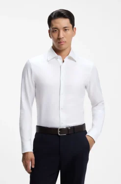 Slim-Fit Hemd aus in Italien gefertigter mikrostrukturierter Baumwolle