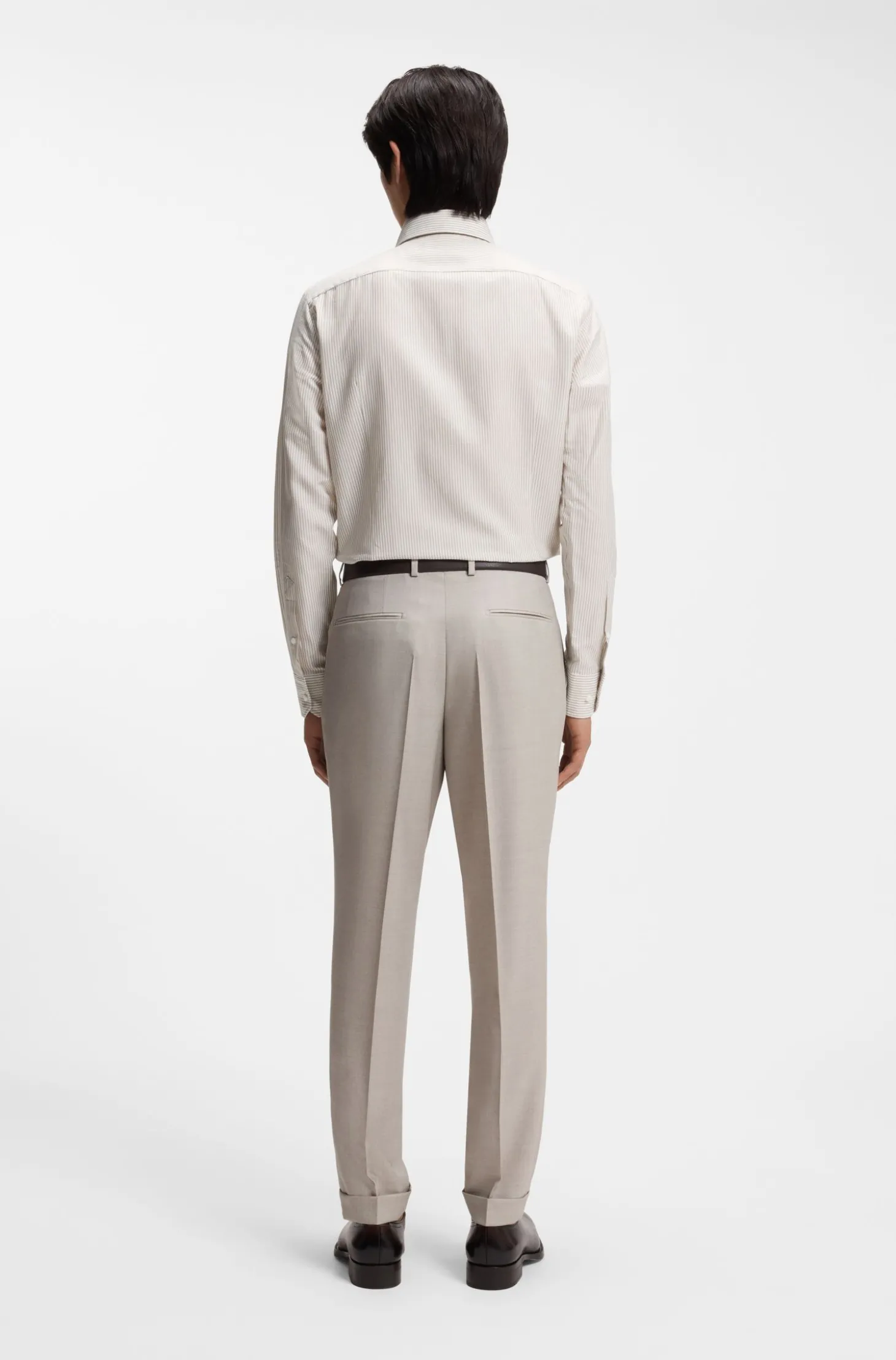 Slim-Fit Hemd aus in Italien gefertigter Baumwolle, Leinen und Seide