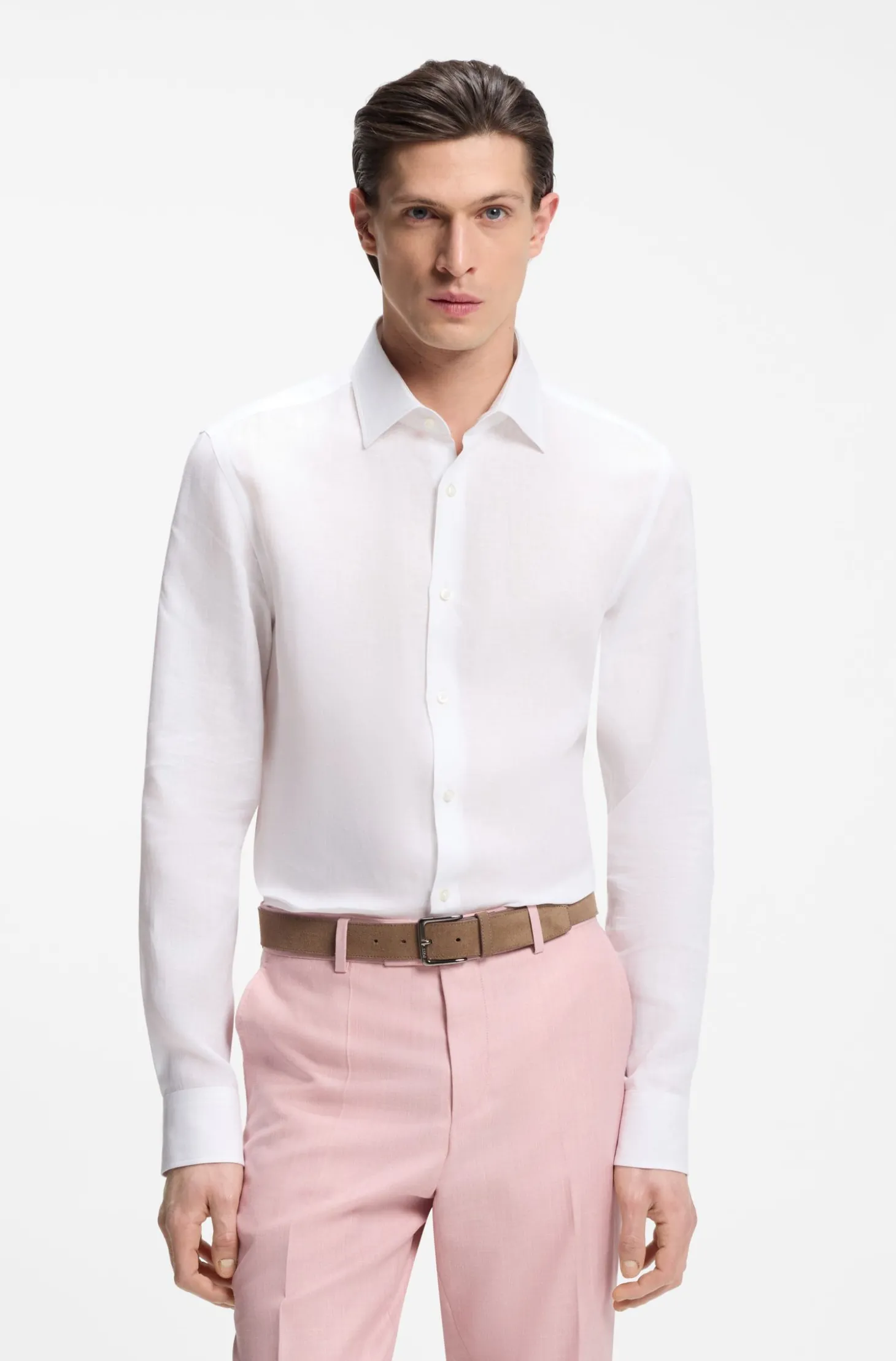 Slim-Fit Hemd aus in Italien gefertigtem Leinen
