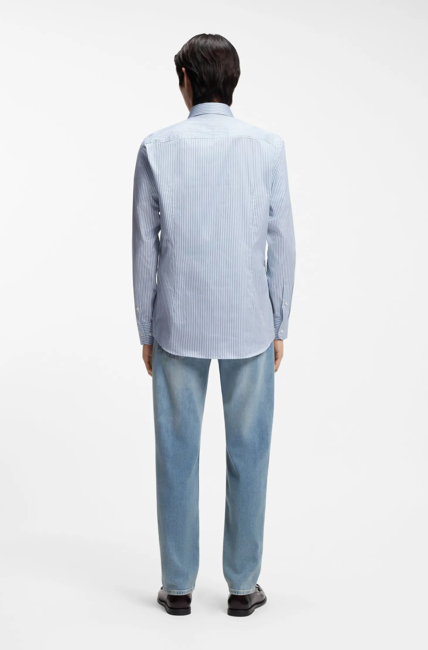 Slim-Fit Hemd aus in Italien gefertigtem, gestreiftem Baumwoll-Twill
