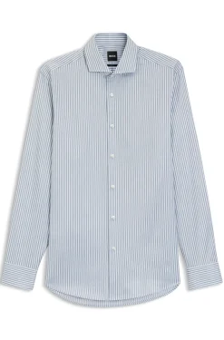 Slim-Fit Hemd aus in Italien gefertigtem, gestreiftem Baumwoll-Twill