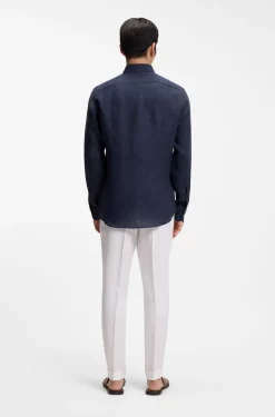 Slim-Fit Hemd aus in Italien gefertigtem Leinen