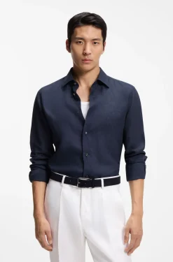 Slim-Fit Hemd aus in Italien gefertigtem Leinen