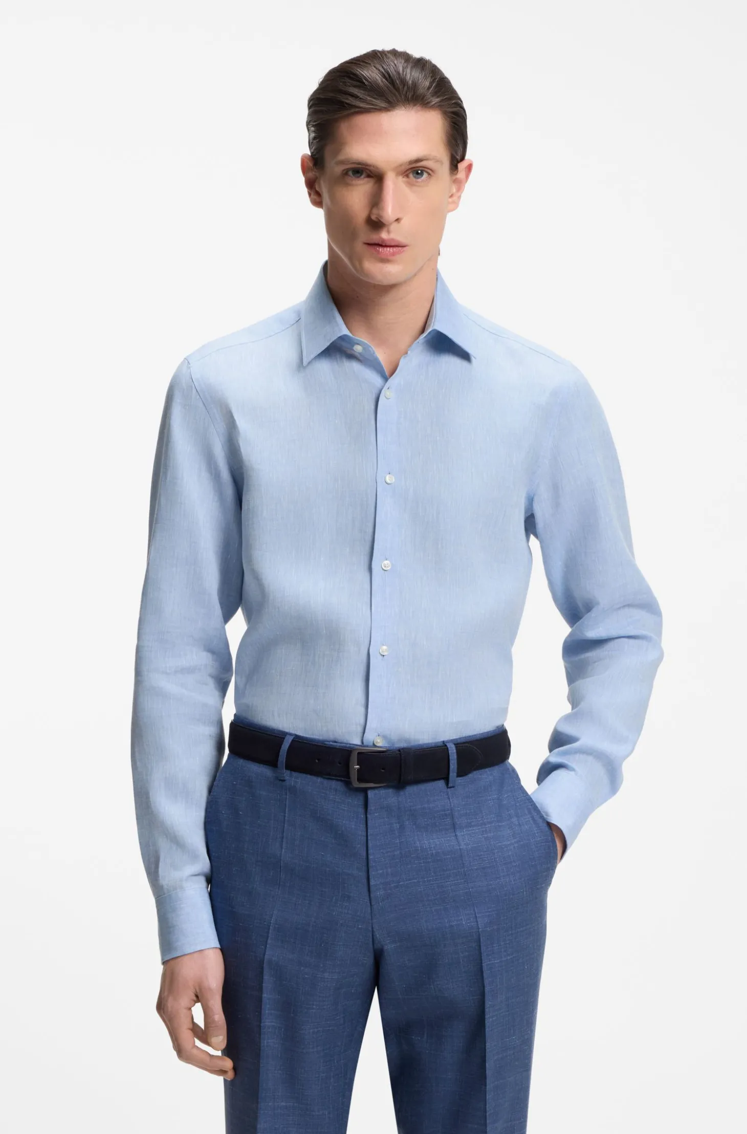 Slim-Fit Hemd aus in Italien gefertigtem Leinen