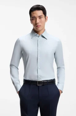 Slim-Fit Hemd aus italienischem Baumwoll-Mix mit Elasthan-Anteil