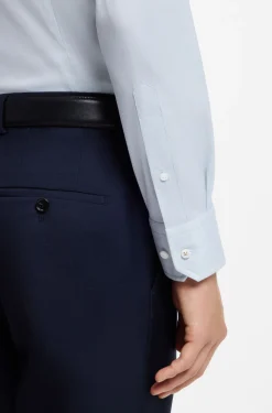 Slim-Fit Hemd aus italienischem Baumwoll-Mix mit Elasthan-Anteil