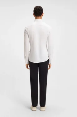 Slim-Fit Hemd aus meliertem Baumwoll-Jersey
