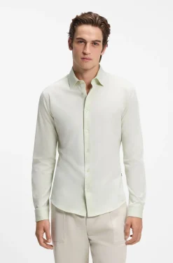 Slim-Fit Hemd aus meliertem Baumwoll-Jersey