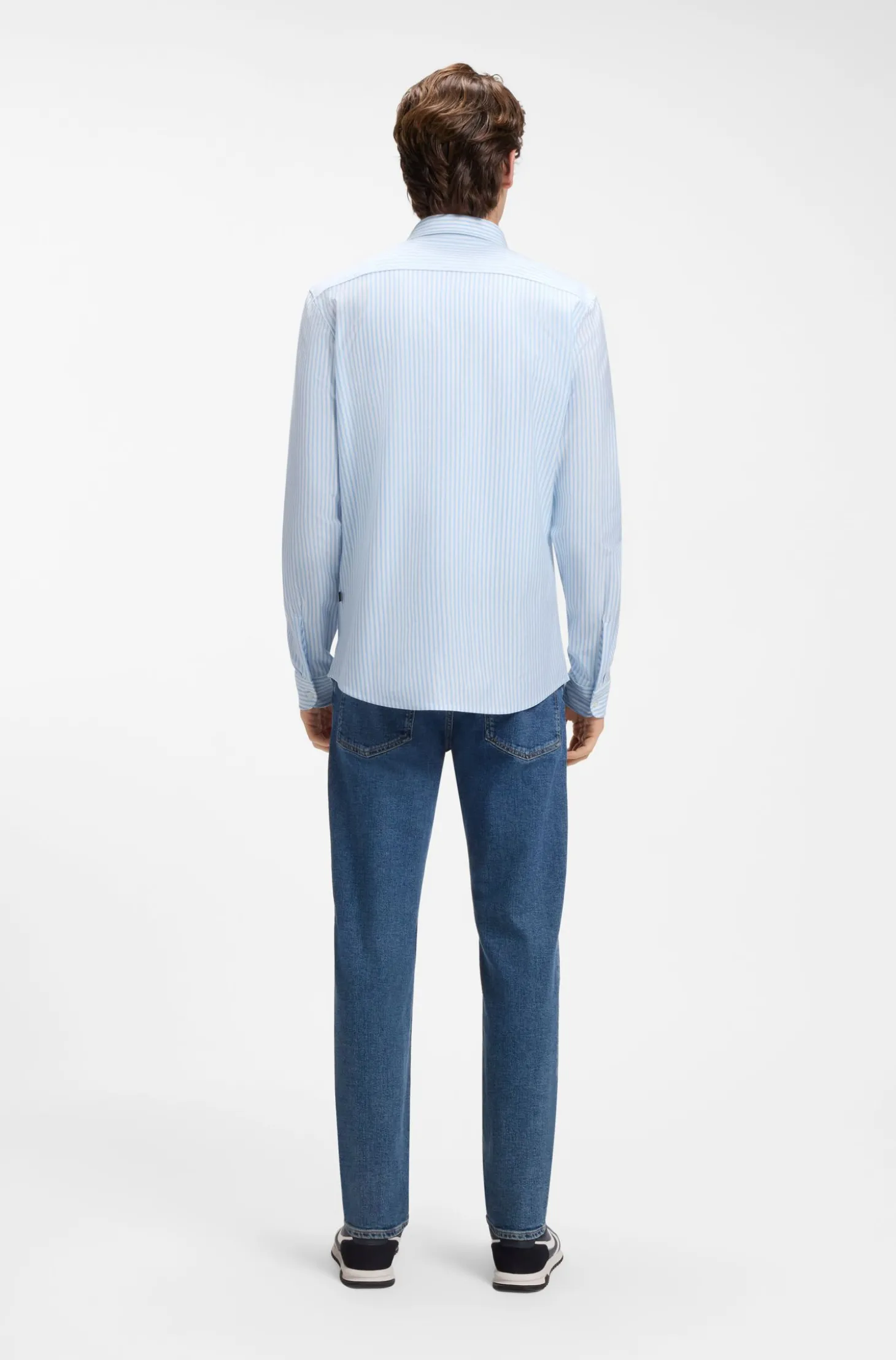 Slim-Fit Hemd aus meliertem Baumwoll-Jersey