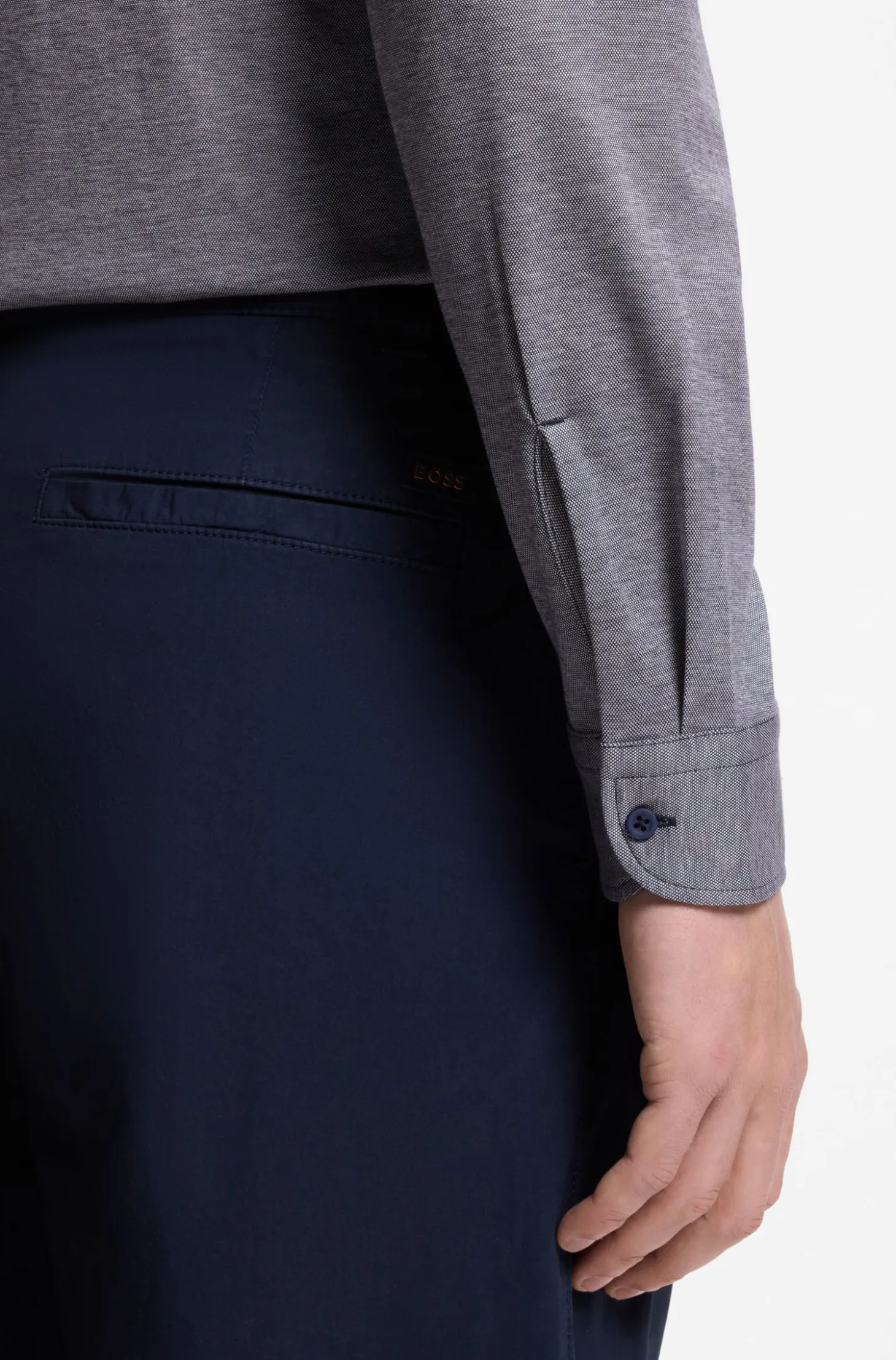 Slim-Fit Hemd aus meliertem Baumwoll-Jersey