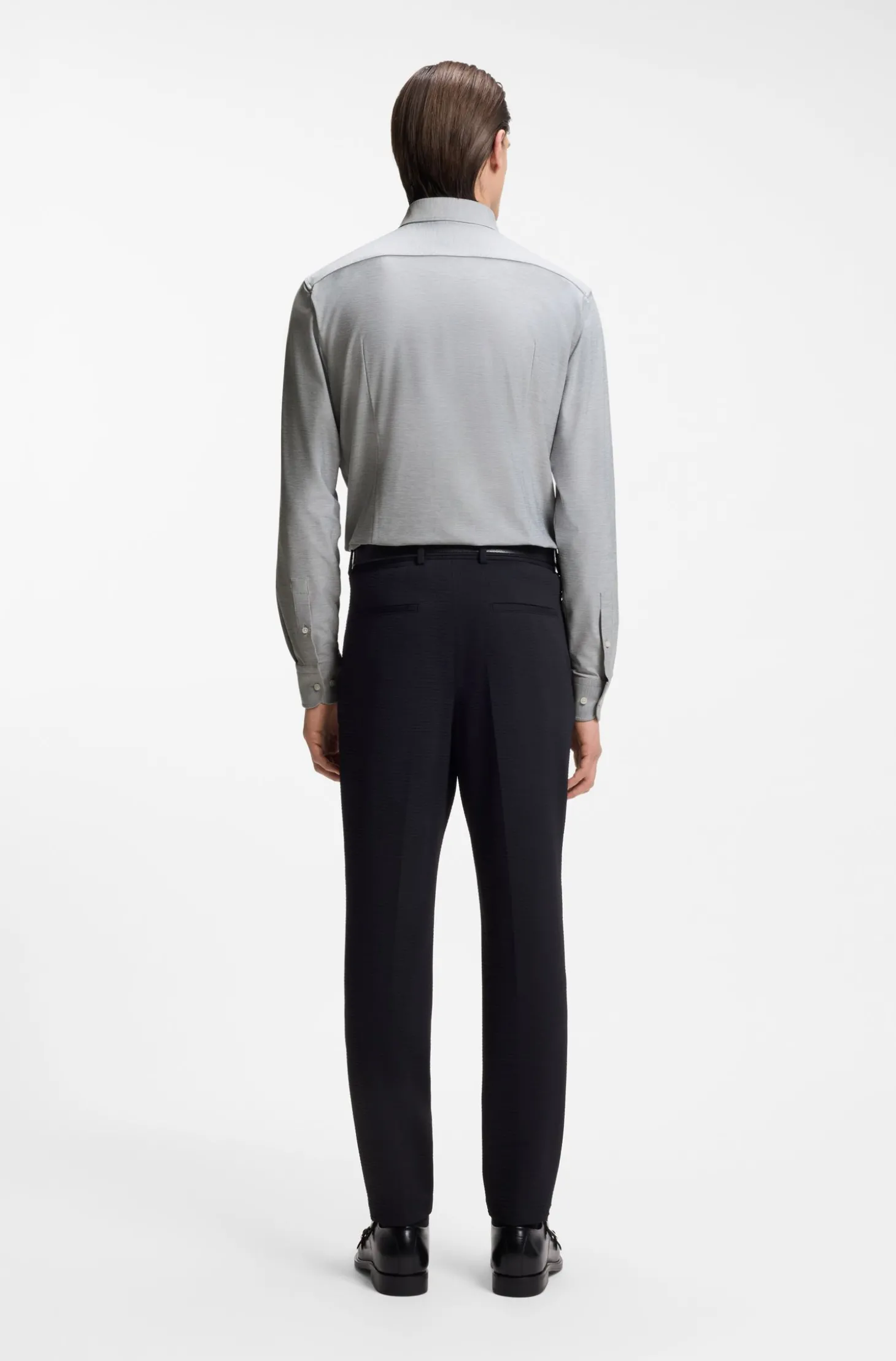 Slim-Fit Hemd aus meliertem Performance-Stretch-Jersey