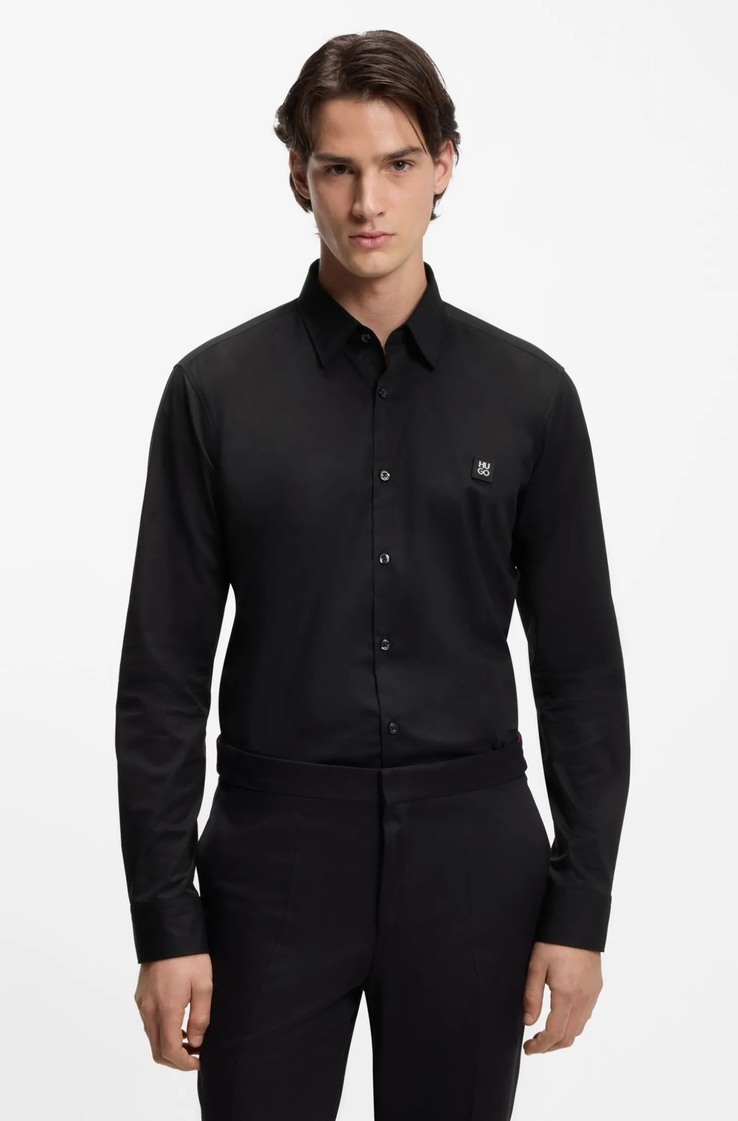 Slim-Fit Hemd aus Stretch-Baumwoll-Canvas