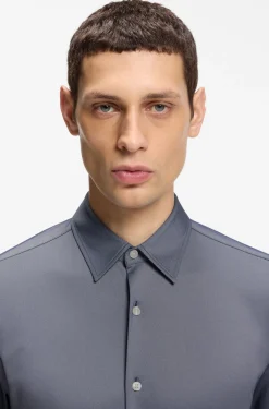 Slim-Fit Hemd aus strukturiertem Performance-Stretch-Gewebe