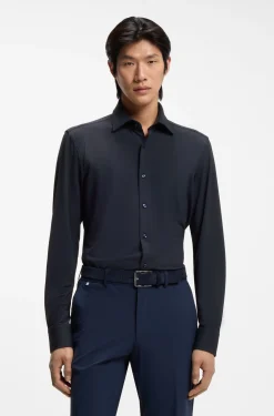 Slim-Fit Hemd aus strukturiertem Performance-Stretch-Jersey