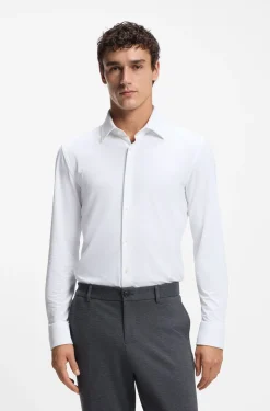 Slim-Fit Hemd aus strukturiertem Performance-Stretch-Jersey