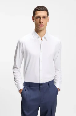 Slim-Fit Hemd aus strukturiertem Performance-Stretch-Gewebe