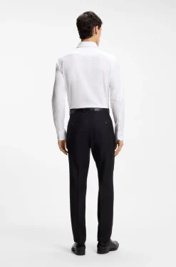 Slim-Fit Hemd aus strukturierter italienischer Stretch-Baumwolle