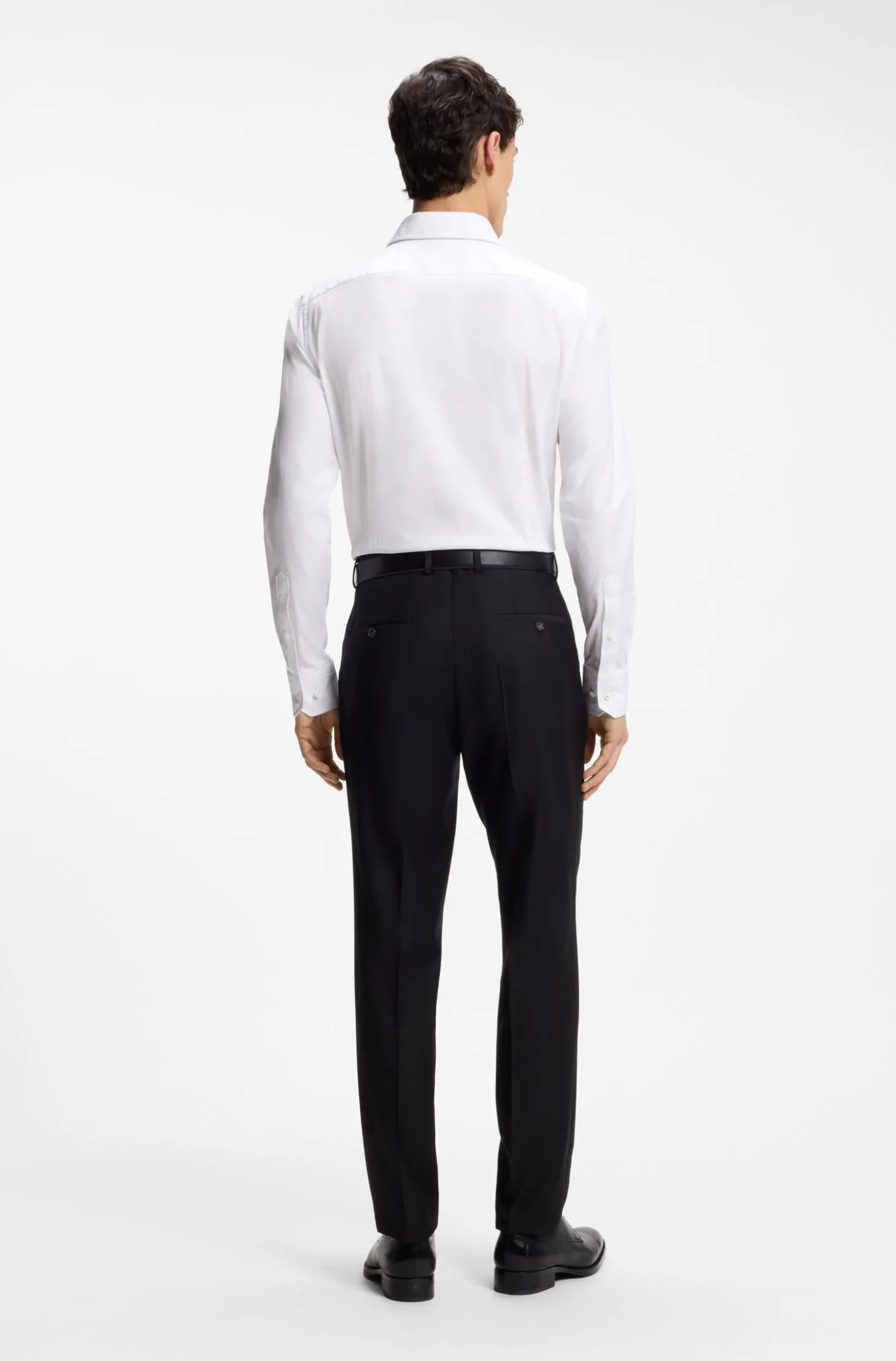 Slim-Fit Hemd aus strukturierter italienischer Stretch-Baumwolle
