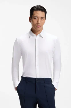 Slim-Fit Hemd aus strukturiertem Performance-Stretch-Gewebe
