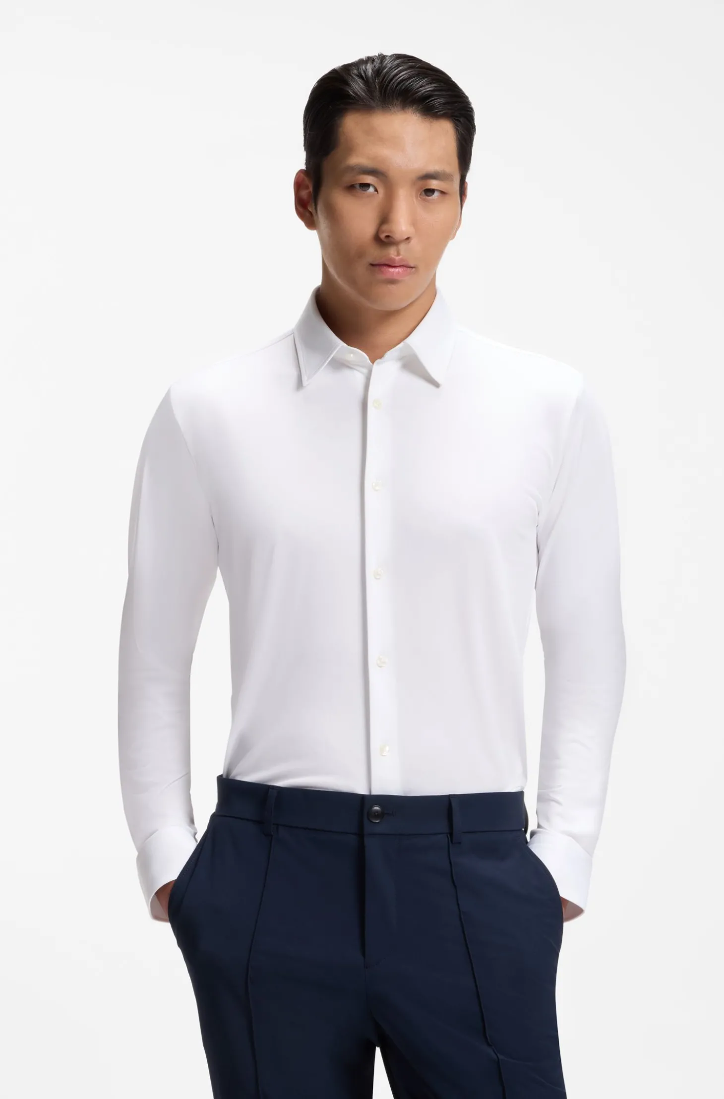 Slim-Fit Hemd aus strukturiertem Performance-Stretch-Gewebe