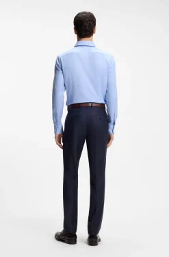 Slim-Fit Hemd aus strukturierter italienischer Stretch-Baumwolle