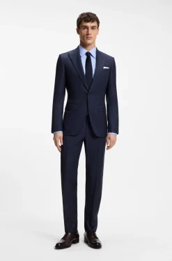Slim-Fit Hemd aus strukturierter italienischer Stretch-Baumwolle