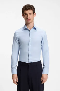 Slim-Fit Hemd aus thermoregulierendem, strukturiertem Baumwoll-Mix