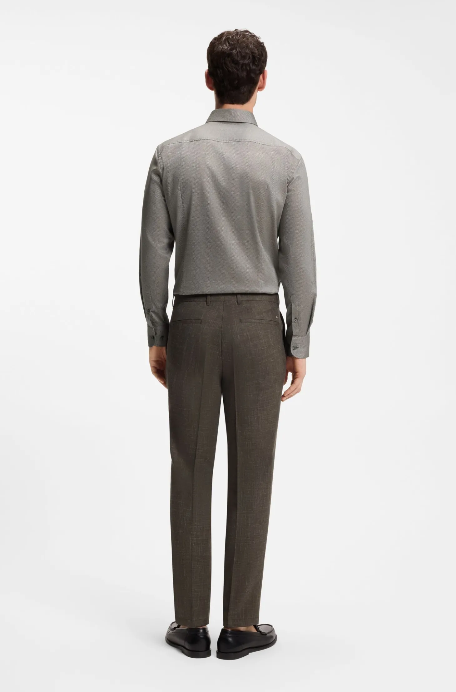 Slim-Fit Hemd aus thermoregulierendem, strukturiertem Baumwoll-Mix