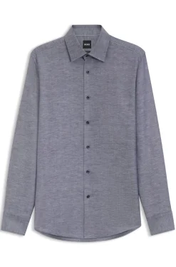 Slim-Fit Hemd aus Twill aus einem Leinen-Mix