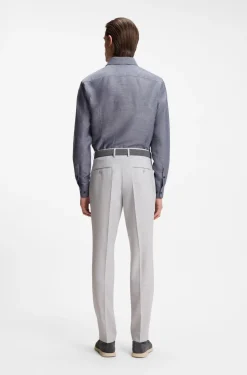 Slim-Fit Hemd aus Twill aus einem Leinen-Mix