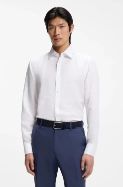 Slim-Fit Hemd aus Twill aus einem Leinen-Mix
