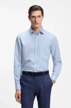 Slim-Fit Hemd aus Twill aus einem Leinen-Mix