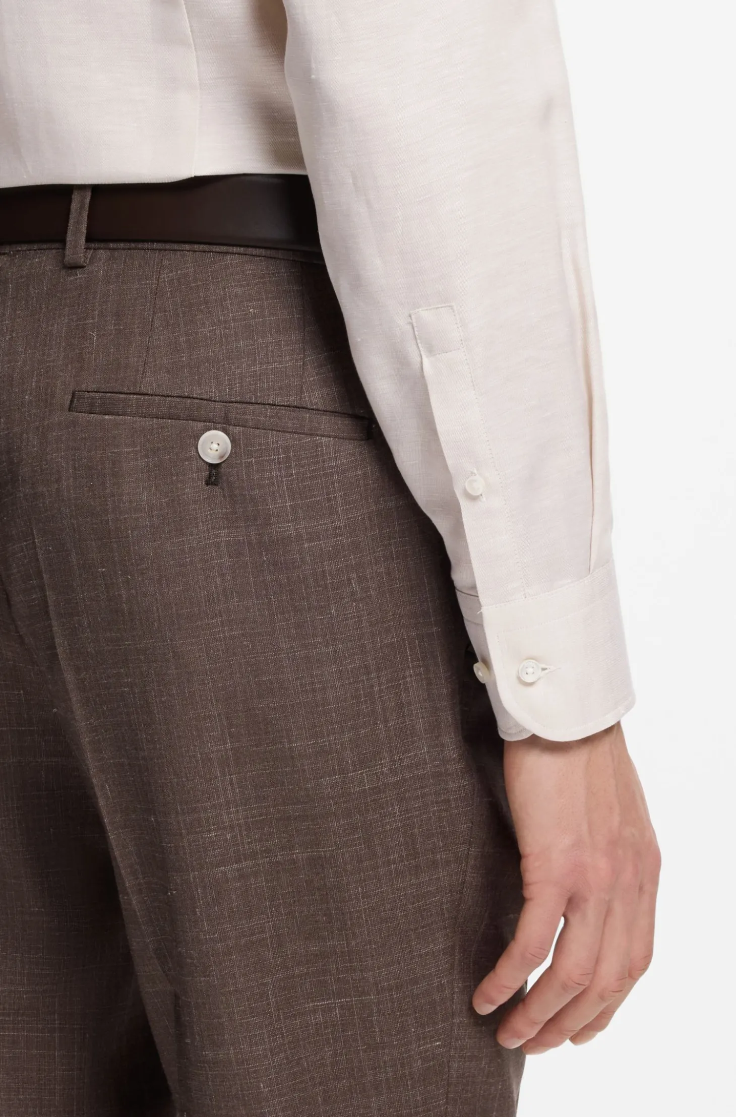 Slim-Fit Hemd aus Twill aus einem Leinen-Mix