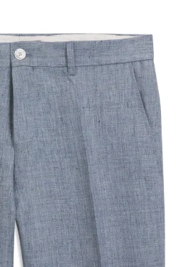 Slim-Fit Hose aus gemustertem Leinen